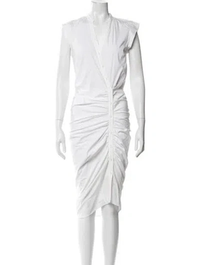 Pre-owned Veronica Beard V-neck Midi Length Dress In White