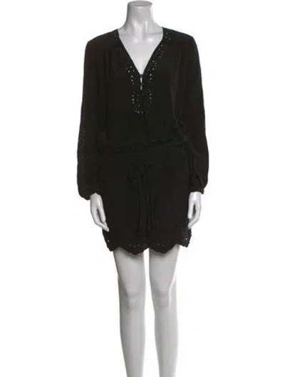 Pre-owned Veronica Beard V-neck Mini Dress In Black