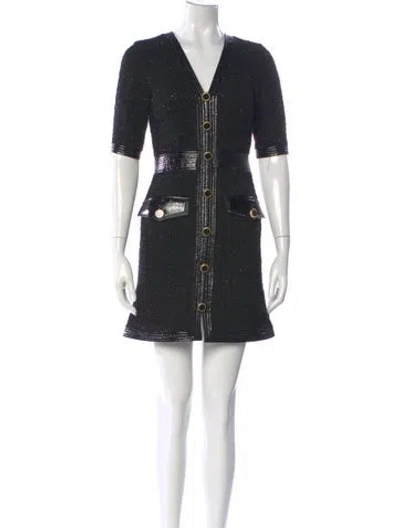 Pre-owned Veronica Beard V-neck Mini Dress In Black