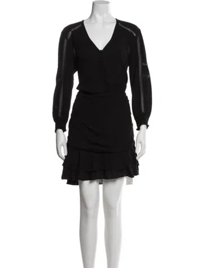 Pre-owned Veronica Beard V-neck Mini Dress In Black