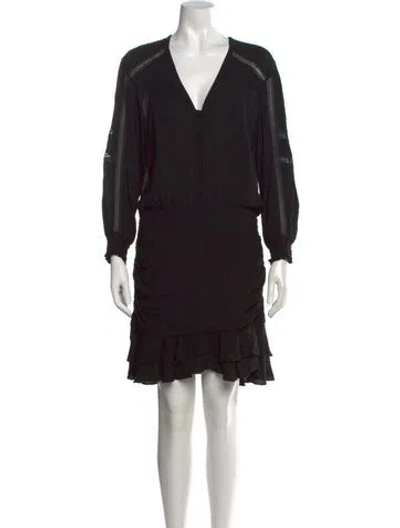 Pre-owned Veronica Beard V-neck Mini Dress In Black