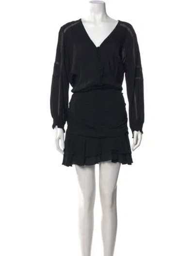 Pre-owned Veronica Beard V-neck Mini Dress In Black
