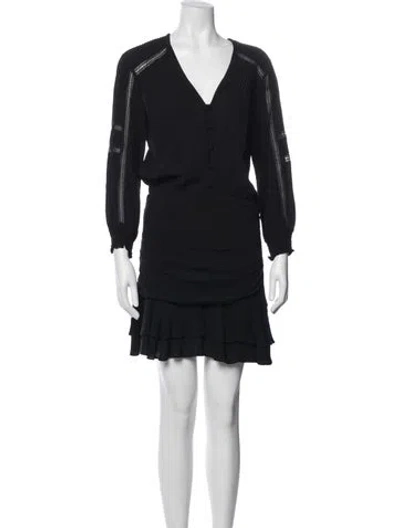 Pre-owned Veronica Beard V-neck Mini Dress In Black