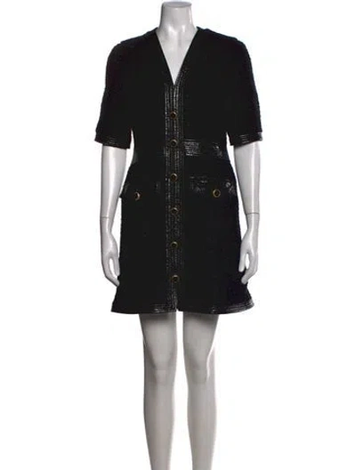 Pre-owned Veronica Beard V-neck Mini Dress In Black