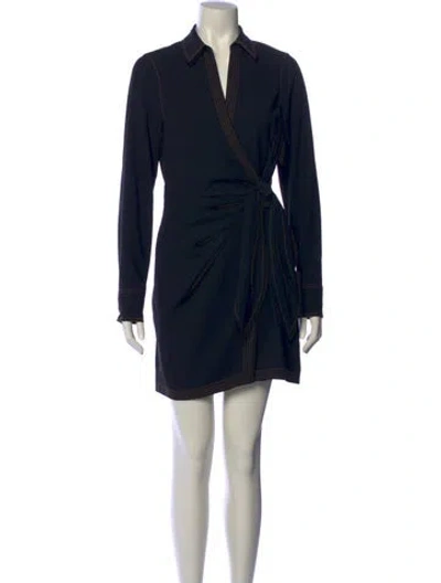 Pre-owned Veronica Beard V-neck Mini Dress In Blue
