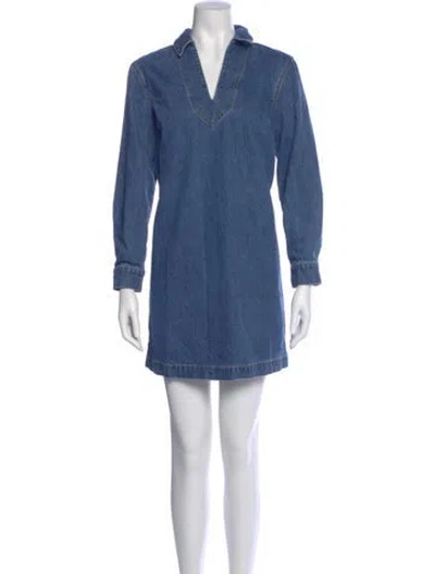 Pre-owned Veronica Beard V-neck Mini Dress In Blue