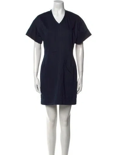 Pre-owned Veronica Beard V-neck Mini Dress In Blue