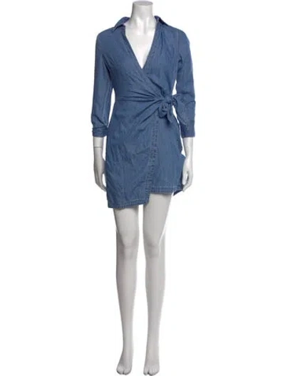 Pre-owned Veronica Beard V-neck Mini Dress In Blue