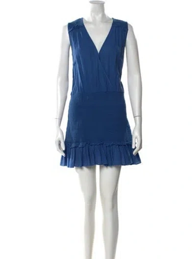 Pre-owned Veronica Beard V-neck Mini Dress In Blue