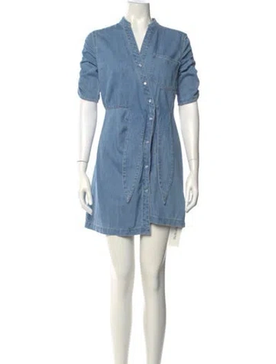 Pre-owned Veronica Beard V-neck Mini Dress In Blue