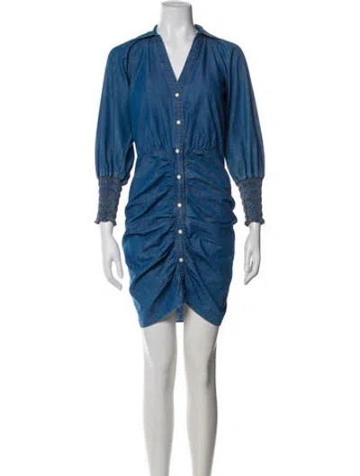 Pre-owned Veronica Beard V-neck Mini Dress In Blue