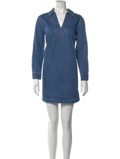 Pre-owned Veronica Beard V-neck Mini Dress In Blue