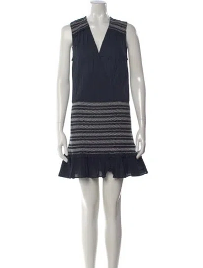 Pre-owned Veronica Beard V-neck Mini Dress In Blue