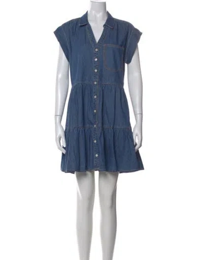 Pre-owned Veronica Beard V-neck Mini Dress In Blue