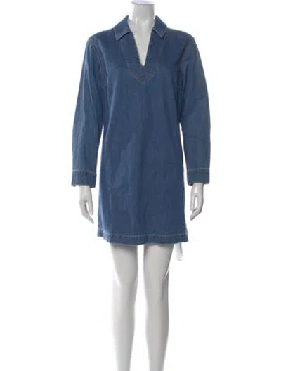Pre-owned Veronica Beard V-neck Mini Dress In Blue