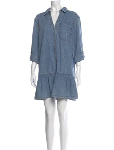 Pre-owned Veronica Beard V-neck Mini Dress In Blue