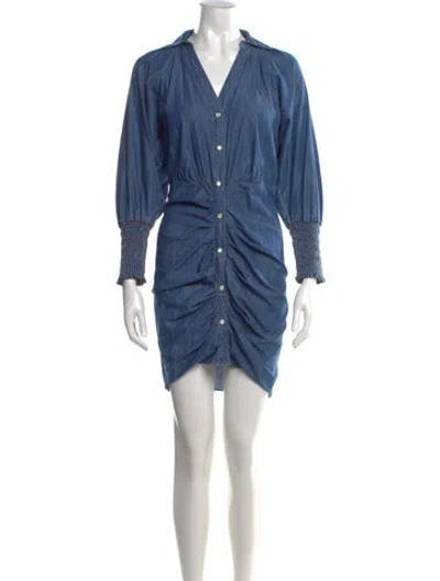Pre-owned Veronica Beard V-neck Mini Dress In Blue