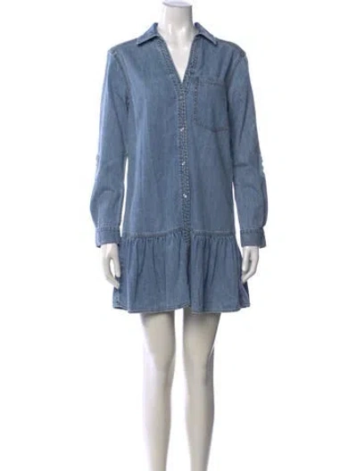 Pre-owned Veronica Beard V-neck Mini Dress In Blue