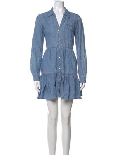 Pre-owned Veronica Beard V-neck Mini Dress In Blue