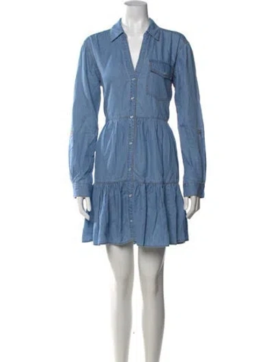 Pre-owned Veronica Beard V-neck Mini Dress In Blue
