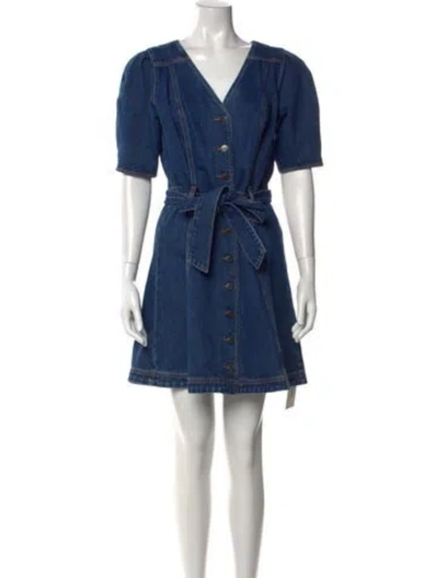 Pre-owned Veronica Beard V-neck Mini Dress In Blue