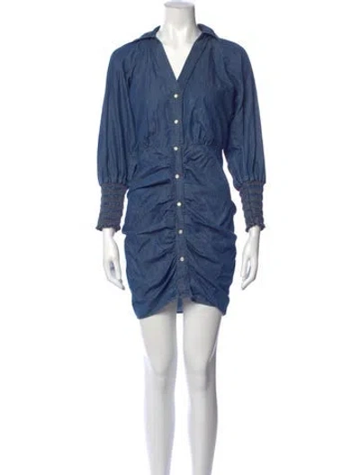 Pre-owned Veronica Beard V-neck Mini Dress In Blue