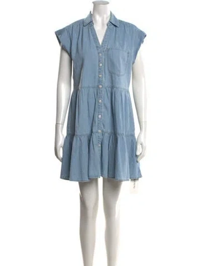 Pre-owned Veronica Beard V-neck Mini Dress In Blue