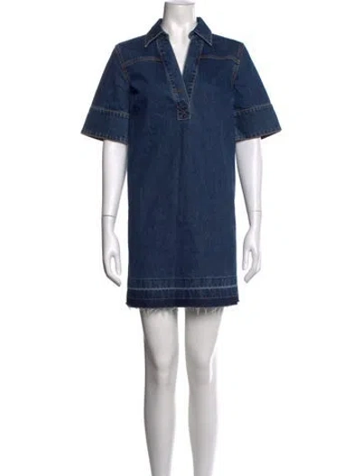 Pre-owned Veronica Beard V-neck Mini Dress In Blue