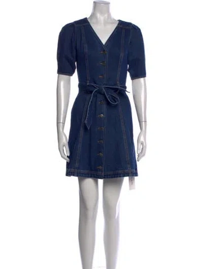 Pre-owned Veronica Beard V-neck Mini Dress In Blue