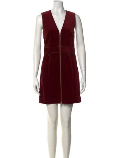 Pre-owned Veronica Beard V-neck Mini Dress In Burgundy