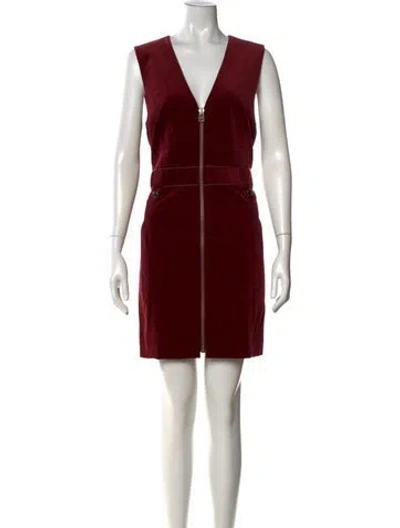 Pre-owned Veronica Beard V-neck Mini Dress In Burgundy