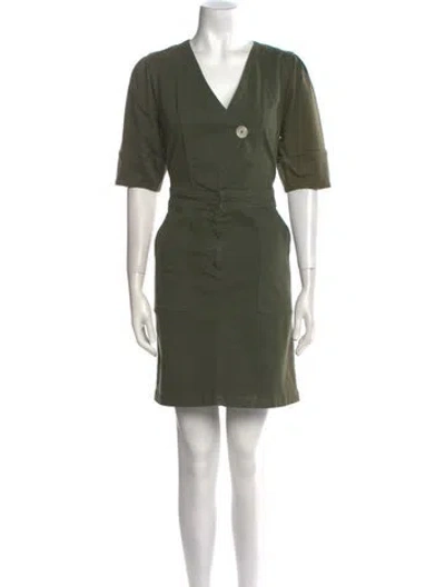 Pre-owned Veronica Beard V-neck Mini Dress In Green