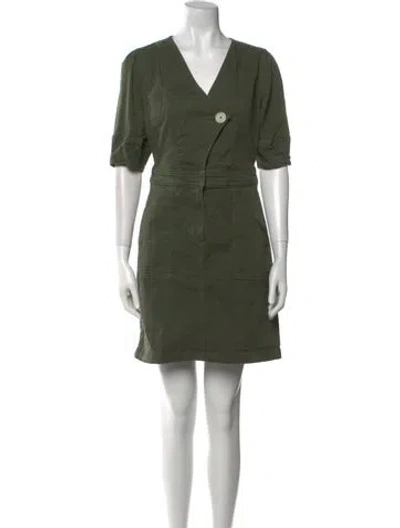 Pre-owned Veronica Beard V-neck Mini Dress In Green
