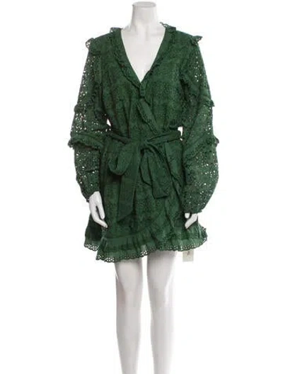 Pre-owned Veronica Beard V-neck Mini Dress In Green
