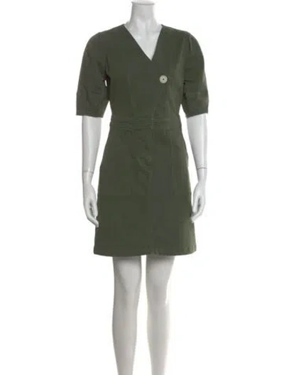Pre-owned Veronica Beard V-neck Mini Dress In Green