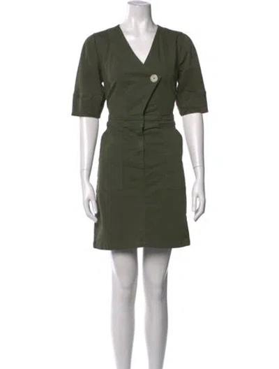 Pre-owned Veronica Beard V-neck Mini Dress In Green