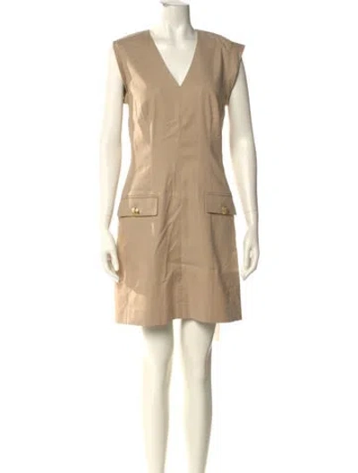 Pre-owned Veronica Beard V-neck Mini Dress In Neutral