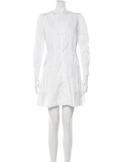 Pre-owned Veronica Beard V-neck Mini Dress In Neutrals