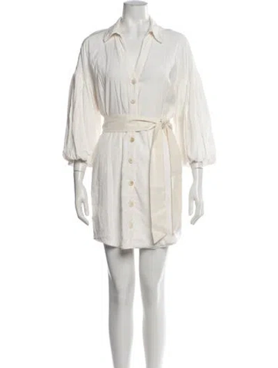 Pre-owned Veronica Beard V-neck Mini Dress In Neutrals