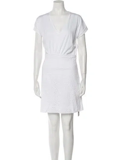 Pre-owned Veronica Beard V-neck Mini Dress W/ Tags In White