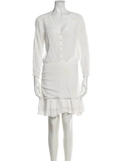 Pre-owned Veronica Beard V-neck Mini Dress In White