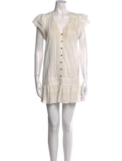 Pre-owned Veronica Beard V-neck Mini Dress In White