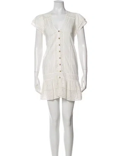 Pre-owned Veronica Beard V-neck Mini Dress In White