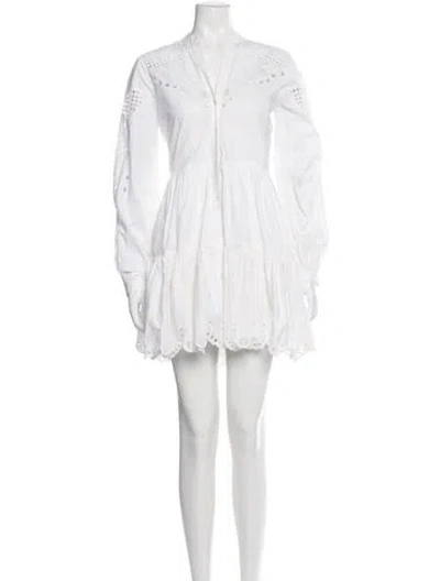 Pre-owned Veronica Beard V-neck Mini Dress In White