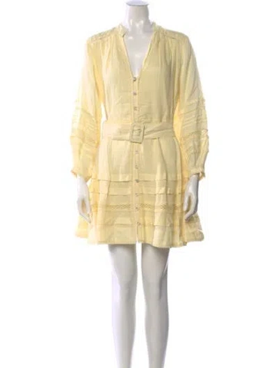 Pre-owned Veronica Beard V-neck Mini Dress In Yellow