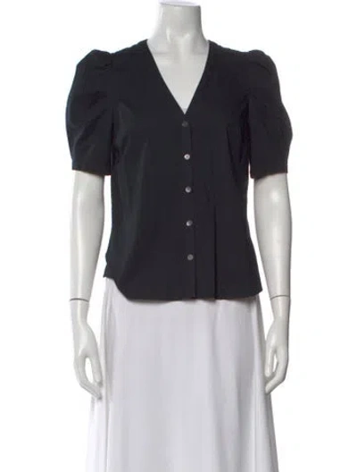 Pre-owned Veronica Beard V-neck Short Sleeve Blouse In Black