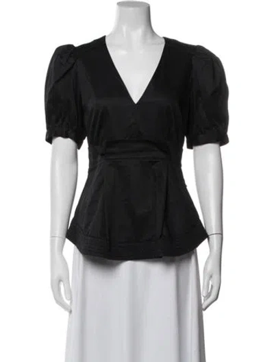 Pre-owned Veronica Beard V-neck Short Sleeve Blouse In Blue