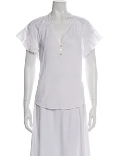 Pre-owned Veronica Beard V-neck Short Sleeve Blouse In Neutrals