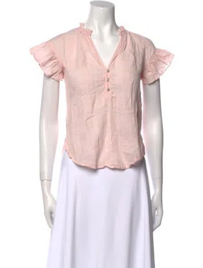 Pre-owned Veronica Beard V-neck Short Sleeve Blouse In Pink
