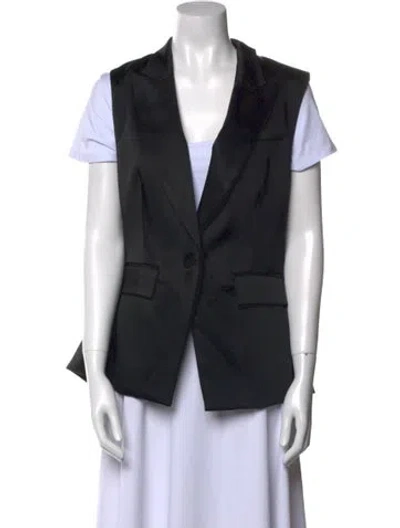 Pre-owned Veronica Beard V-neck Short Sleeve Button-up Top In Black